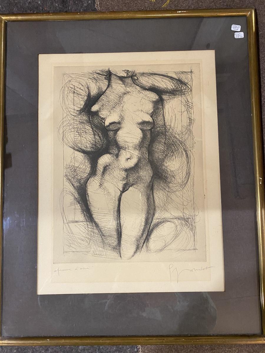 Nu féminin. , lithographie par Georges Oudot , Besançon -photo-1