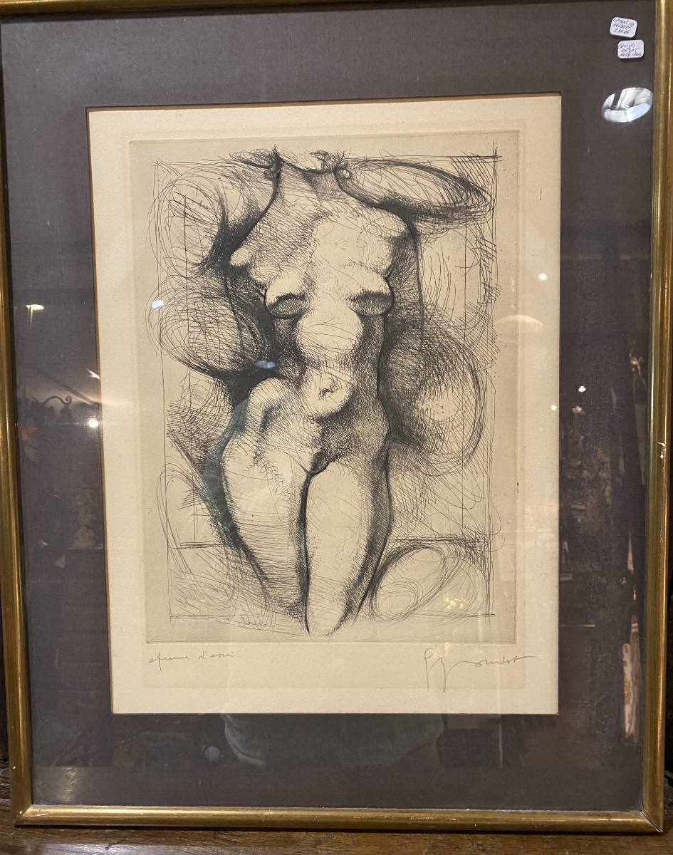 Nu féminin. , lithographie par Georges Oudot , Besançon 