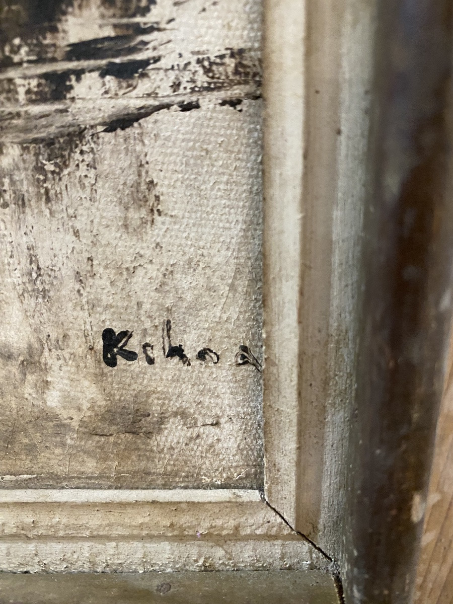 Hst , scène de port par Kihoa , école vietnamienne du XX siècle -photo-1