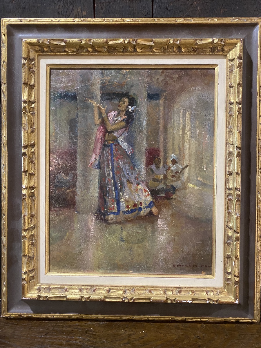 Scène orientaliste , danseuse et musiciens par Lanierieri