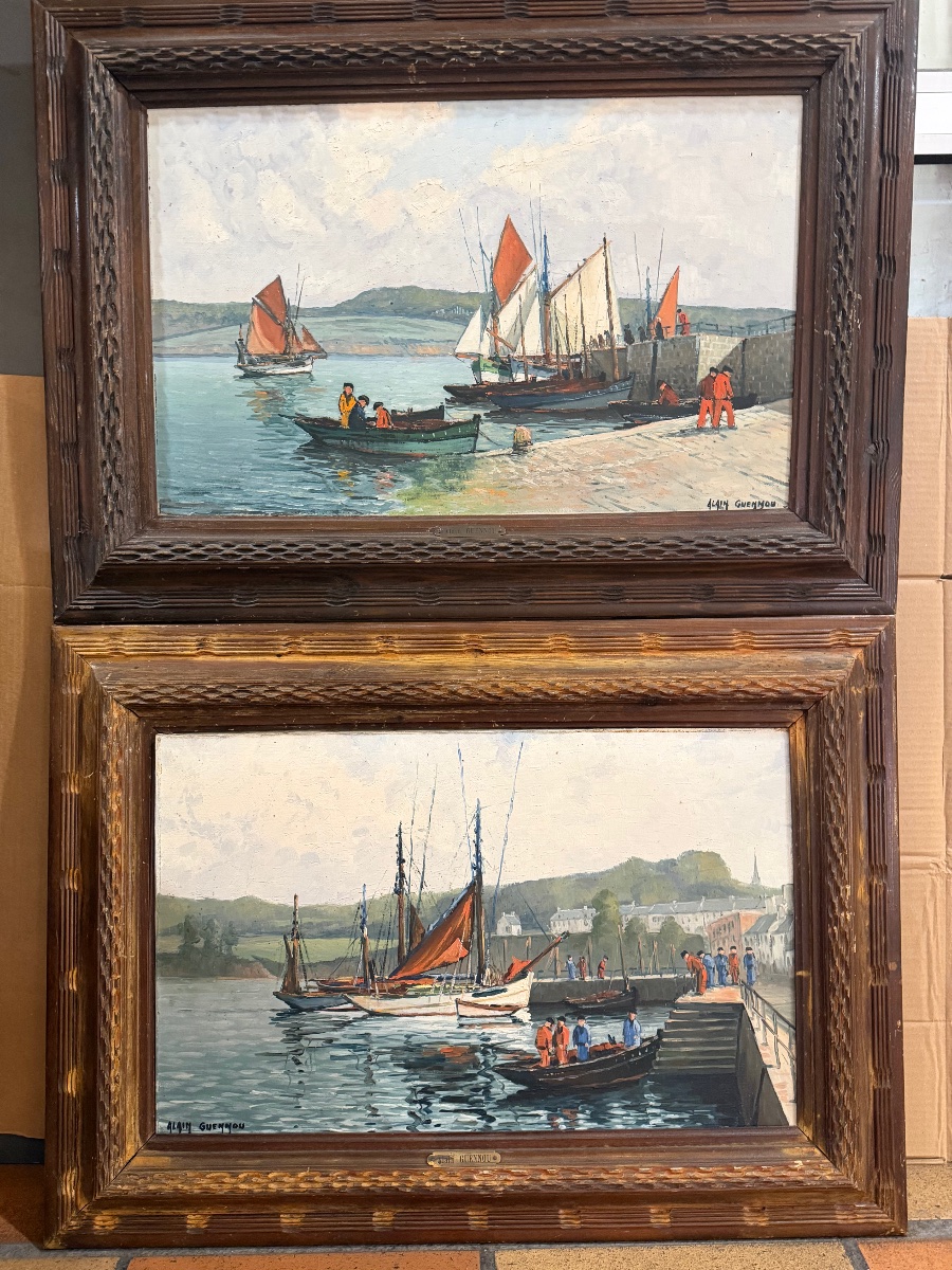 Scènes animées dans le port  de Rosmer . Douarnenez par Alain .Guennou