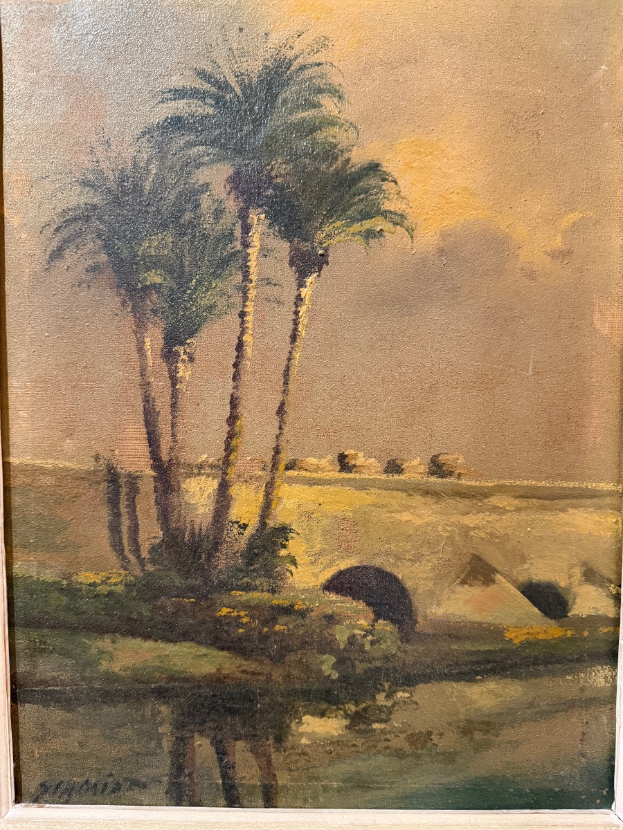 Orientalist Landscape, Oil On Canvas By Schmidt -photo-4