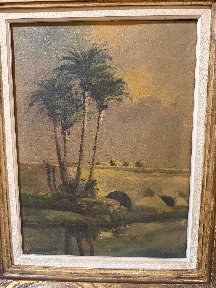 Orientalist Landscape, Oil On Canvas By Schmidt 