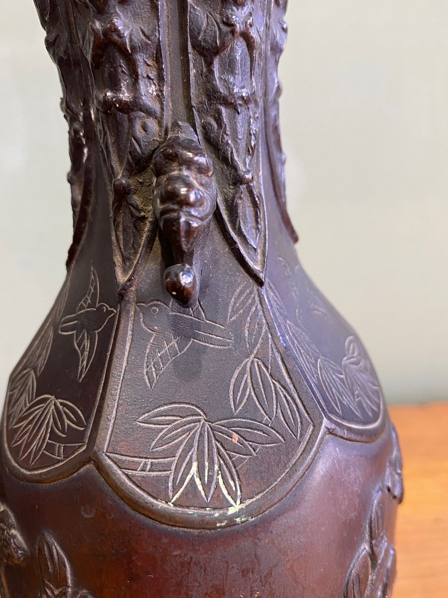 Pair Of Bronze Vases Meiji Period Japan-photo-1