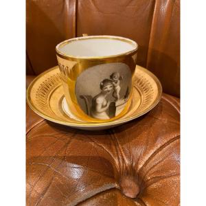 Tasse et Sous Tasse par P.Louis Dagoty , 1er Empire