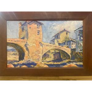 The Old Sospel  Bridge,  Oil On Canvas, Alpes Maritimes 