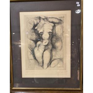 Nu féminin. , lithographie par Georges Oudot , Besançon 