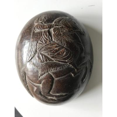 Carved Coconut Of A Horseman