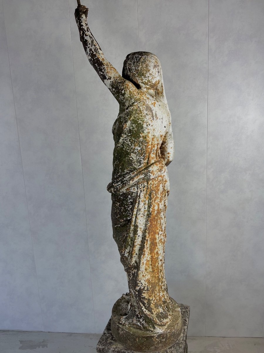 Statue Fonte Osne Le Val 19eme Femme à La Torchère -photo-2