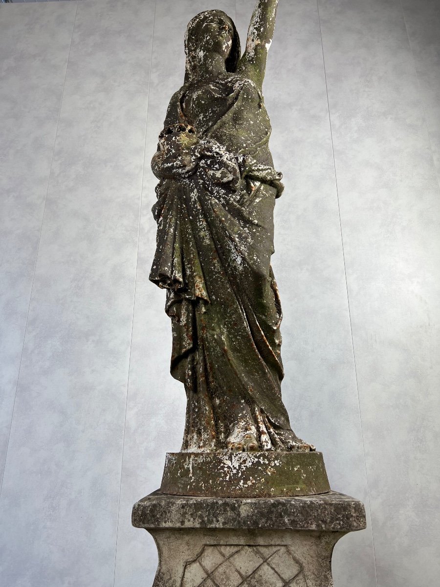 Statue Fonte Osne Le Val 19eme Femme à La Torchère -photo-4