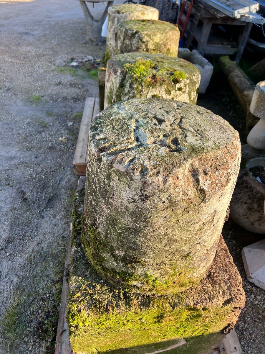 4 Socle Borne En Pierre XIX Eme-photo-2