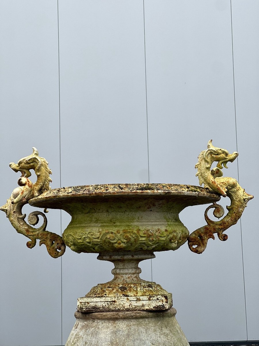 Vase En Fonte Chimère XIX-photo-2