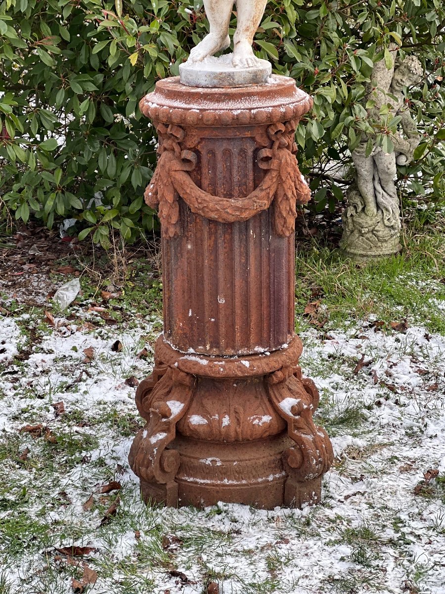 Statue Cast Iron Base Egyptian Child XIX-photo-3