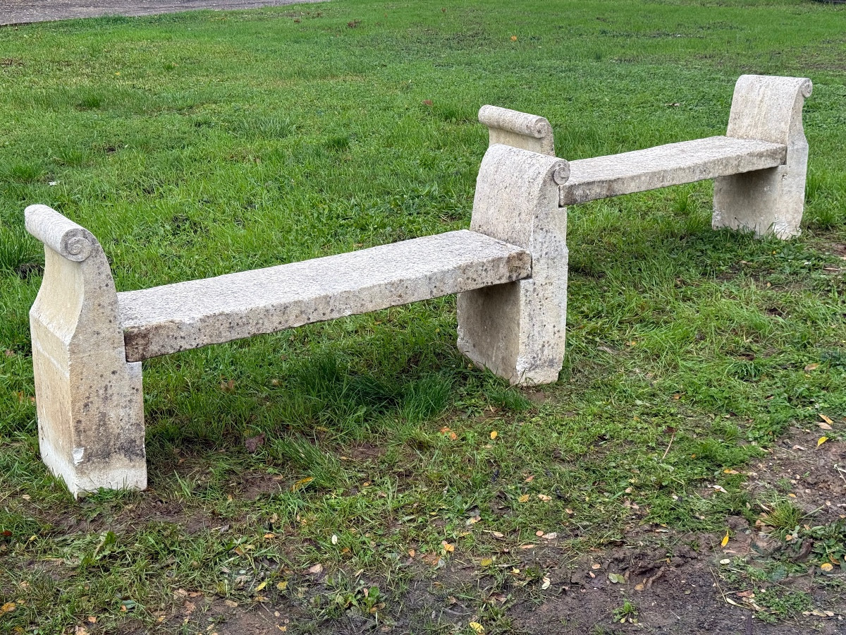 Pair Of 19th Century Stone Benches-photo-2