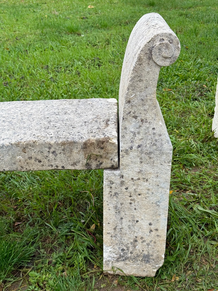 Pair Of 19th Century Stone Benches-photo-3