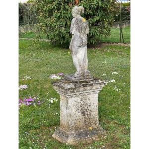 Ensemble Socle Et Statue XIX