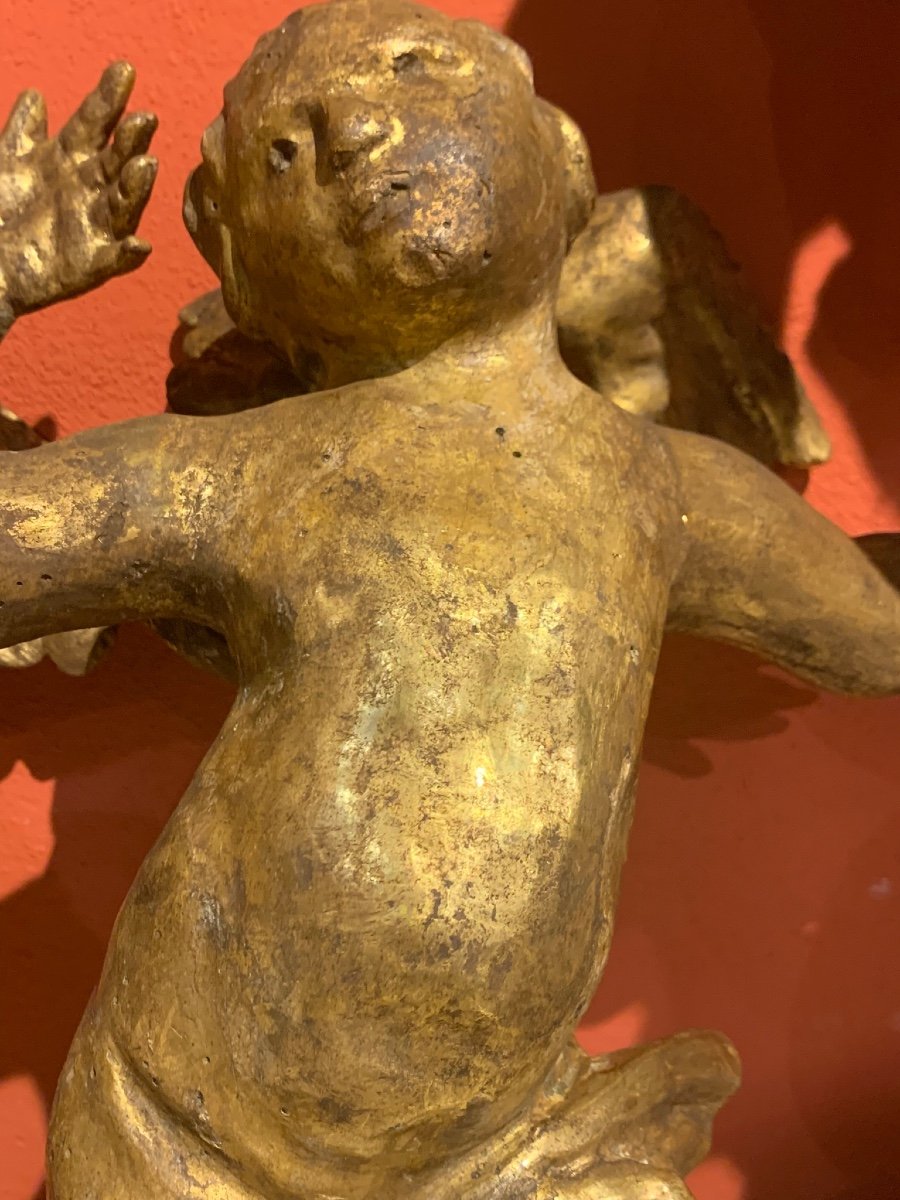 Une Paire d'Angelots En Bois Doré Italie, Fin Du XVIIe Siècle  -photo-4