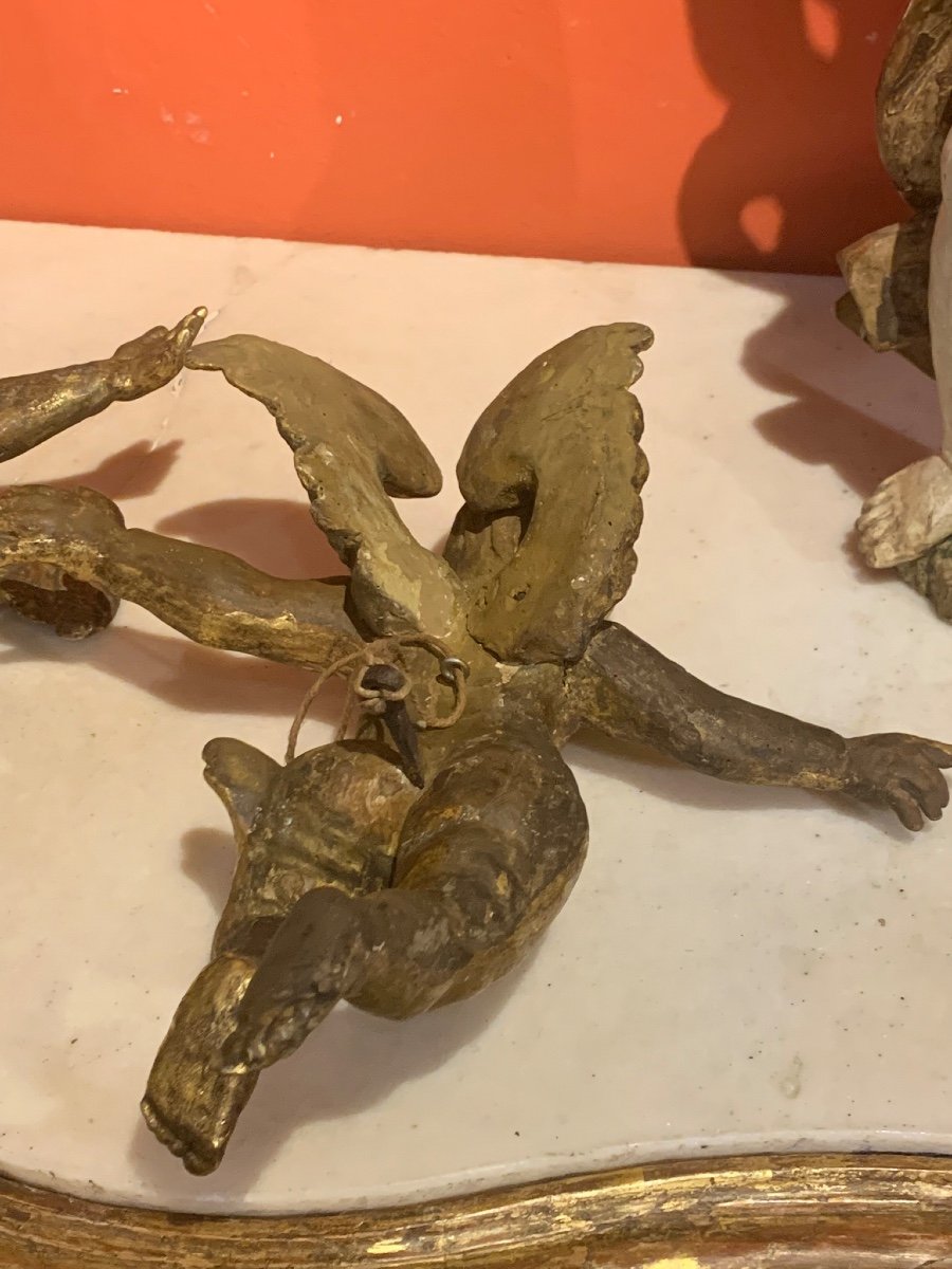 Une Paire d'Angelots En Bois Doré Italie, Fin Du XVIIe Siècle  -photo-7