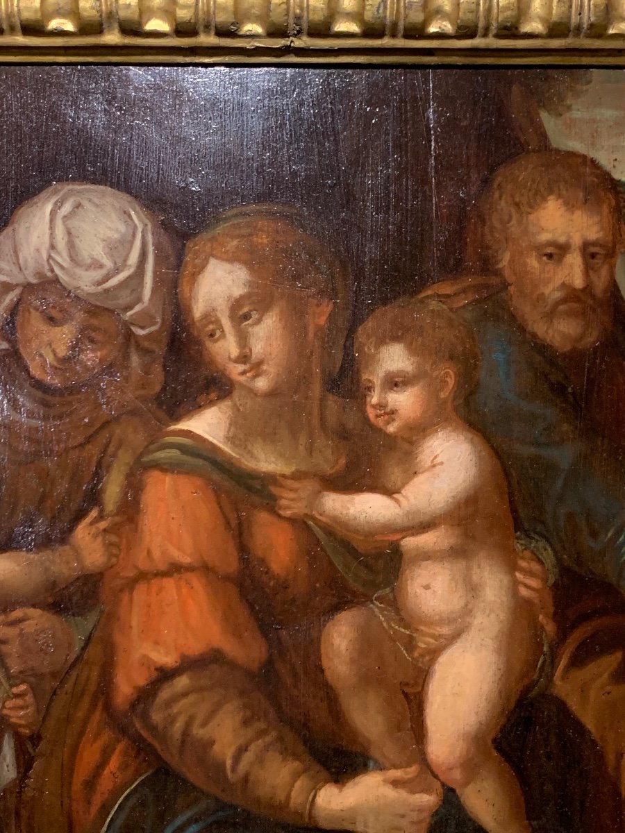 La Sainte Famille, Huile Sur Panneau De Noyer, Italie Fin XVIe Siècle -photo-2