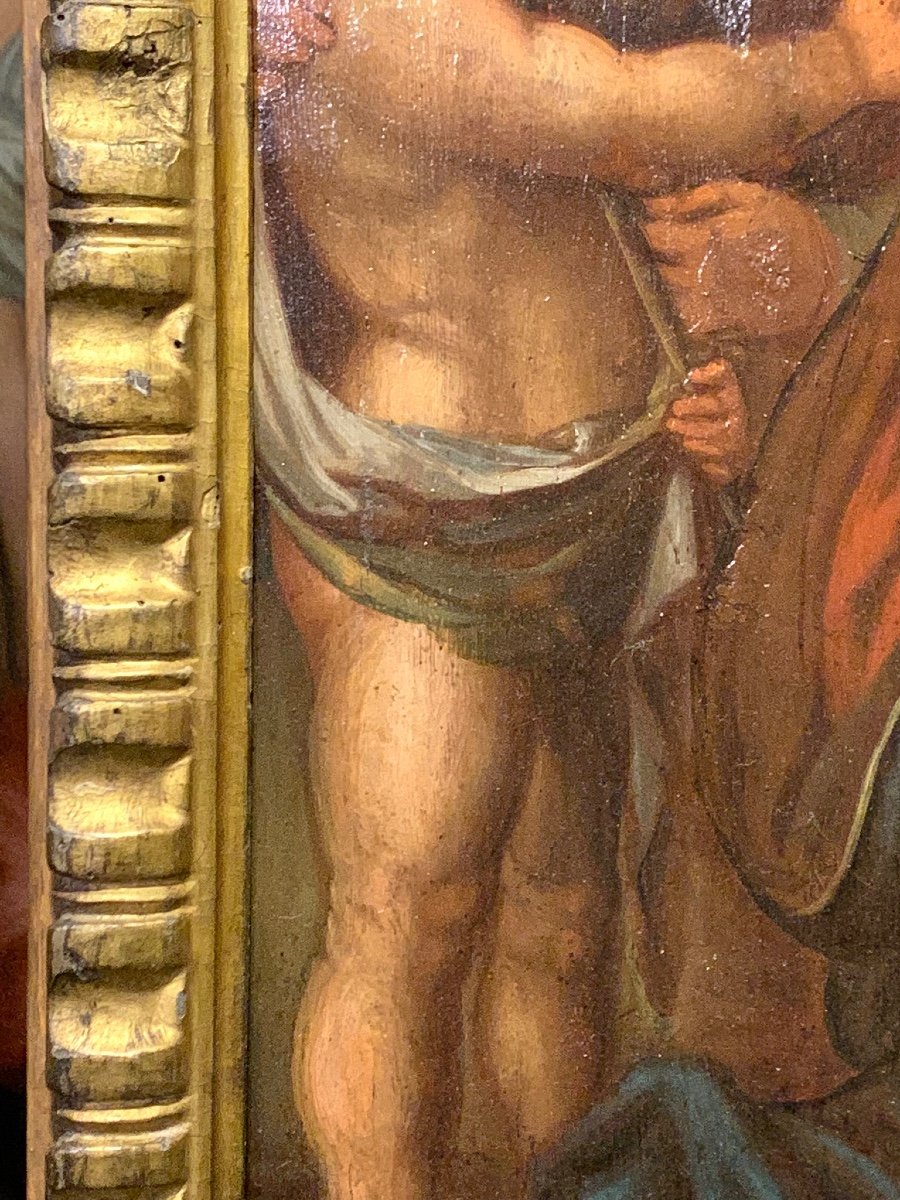 La Sainte Famille, Huile Sur Panneau De Noyer, Italie Fin XVIe Siècle -photo-3