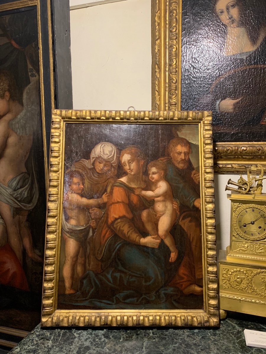 La Sainte Famille, Huile Sur Panneau De Noyer, Italie Fin XVIe Siècle -photo-7
