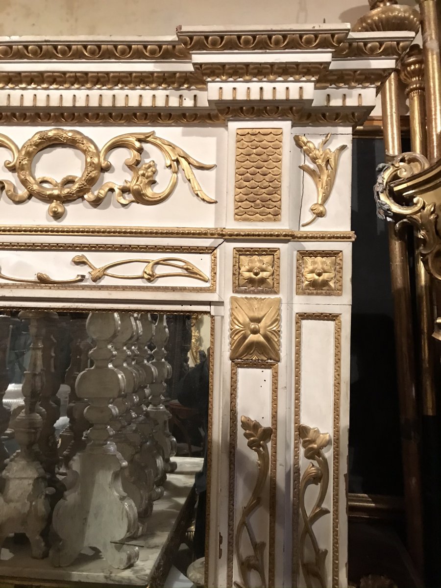 Lacquered And Gilded Console And Mirror From The End Of The Eighteenth Century.-photo-3