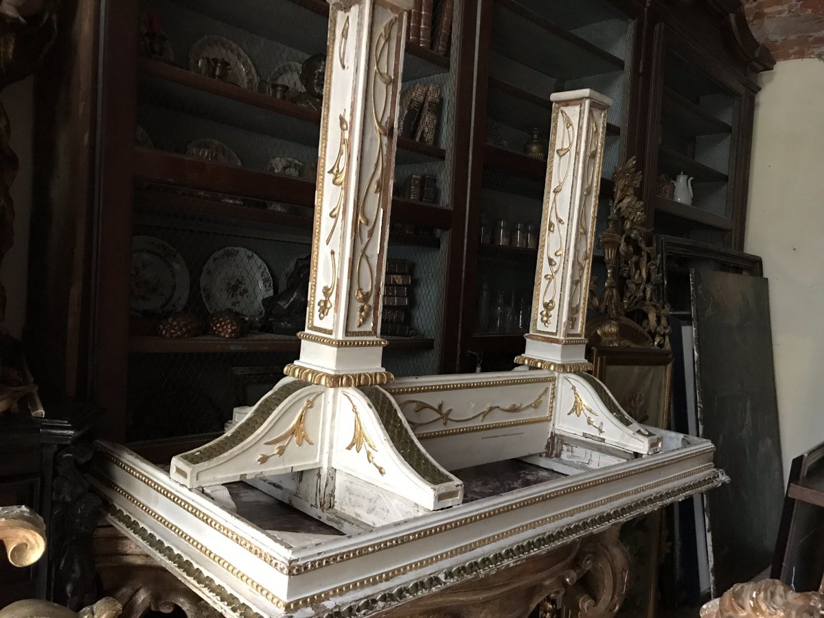 Lacquered And Gilded Console And Mirror From The End Of The Eighteenth Century.-photo-4
