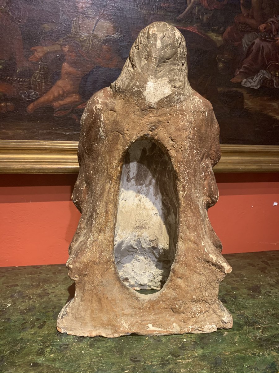 Sculpture En Terre Cuite Polychrome Représentant Le Christ, Italie 17e Siècle.-photo-3