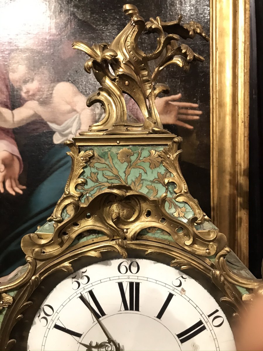 Cartel Clock Inlaid With Green Horn XVIIIsec.-photo-2