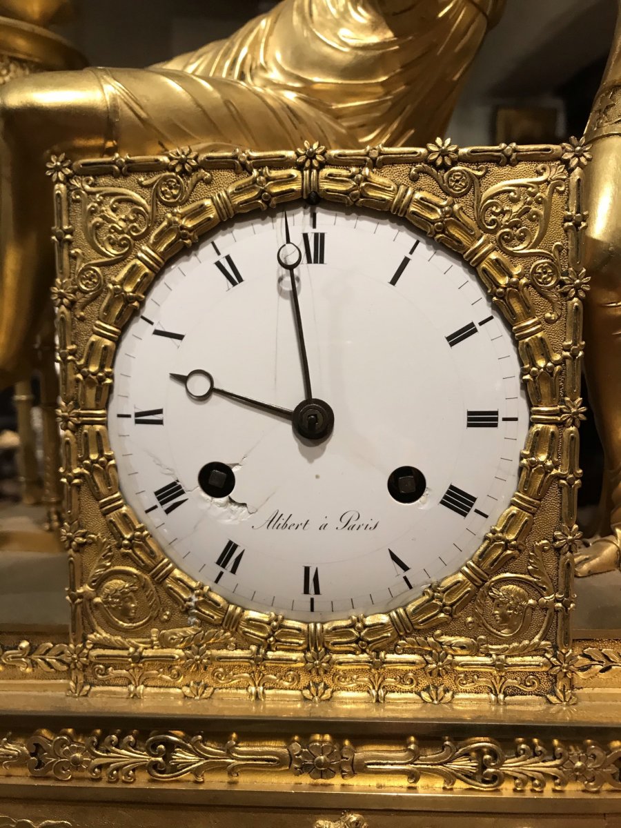 Empire Clock In Gilt Bronze.-photo-3