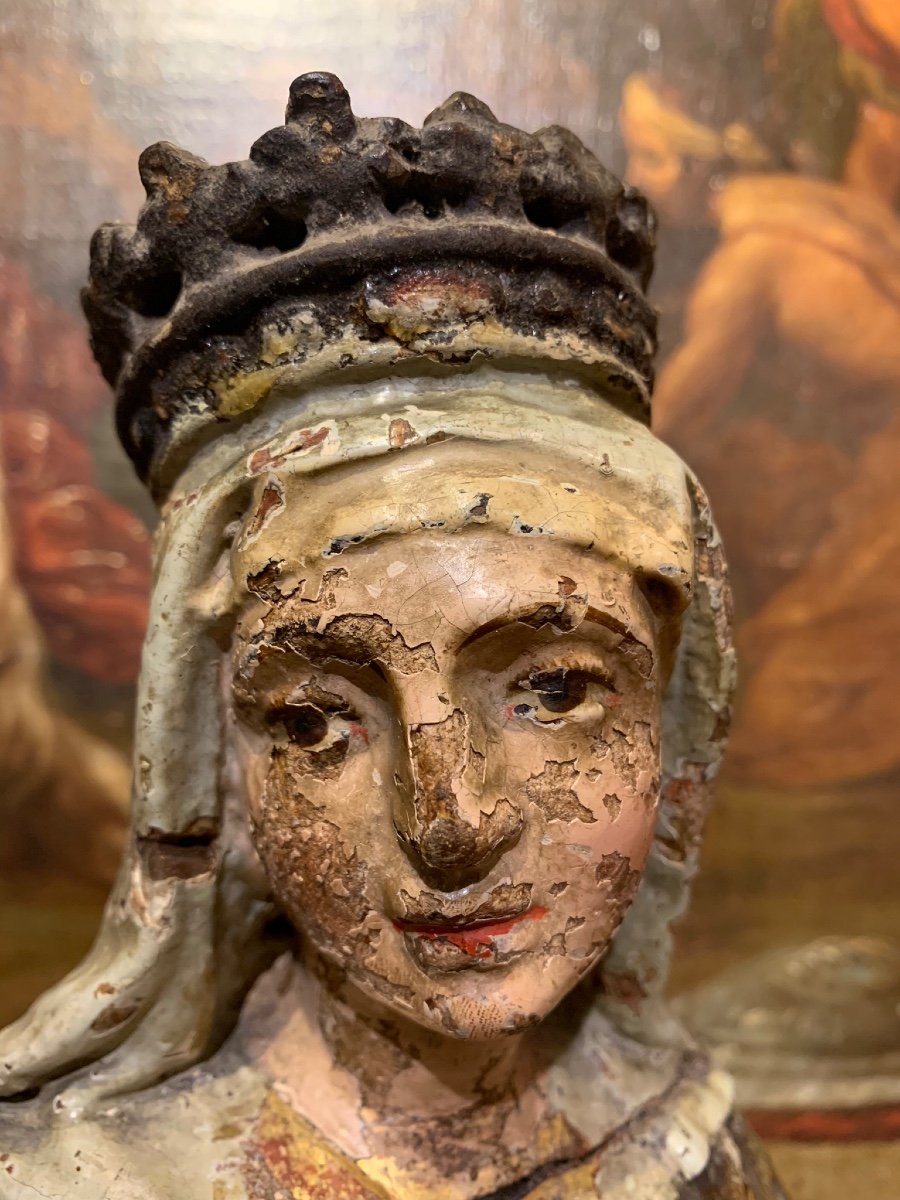 Madonna From Northern Italy, Polychromed Wood, Mid-15th Century.-photo-2