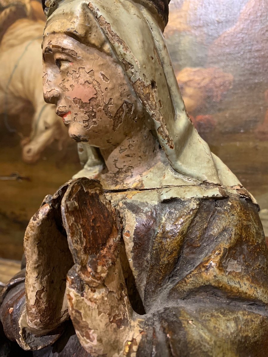 Madonna From Northern Italy, Polychromed Wood, Mid-15th Century.-photo-3