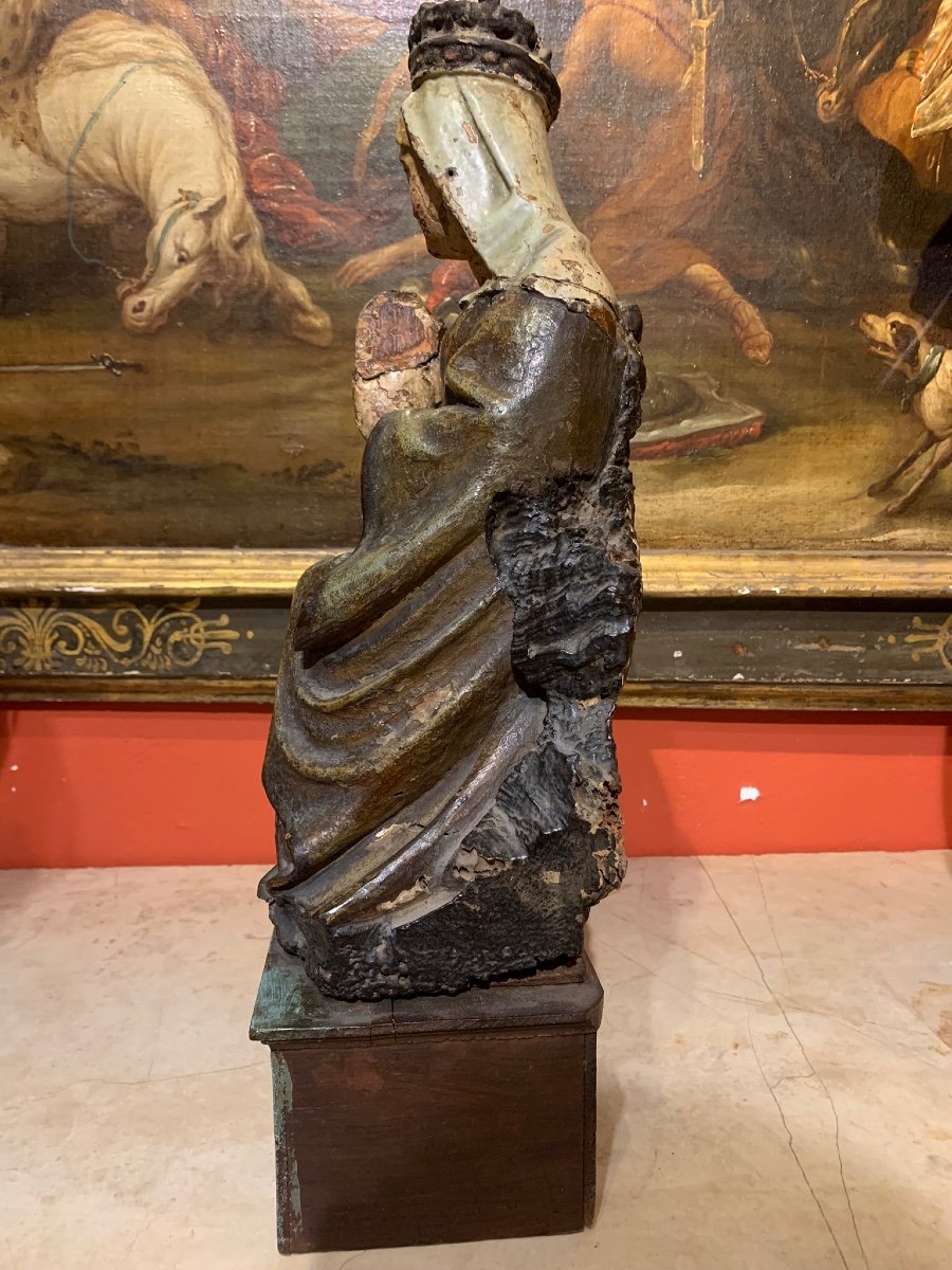 Madonna From Northern Italy, Polychromed Wood, Mid-15th Century.-photo-4