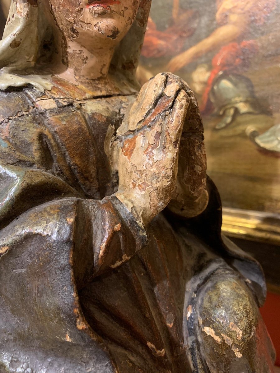 Madonna From Northern Italy, Polychromed Wood, Mid-15th Century.-photo-7