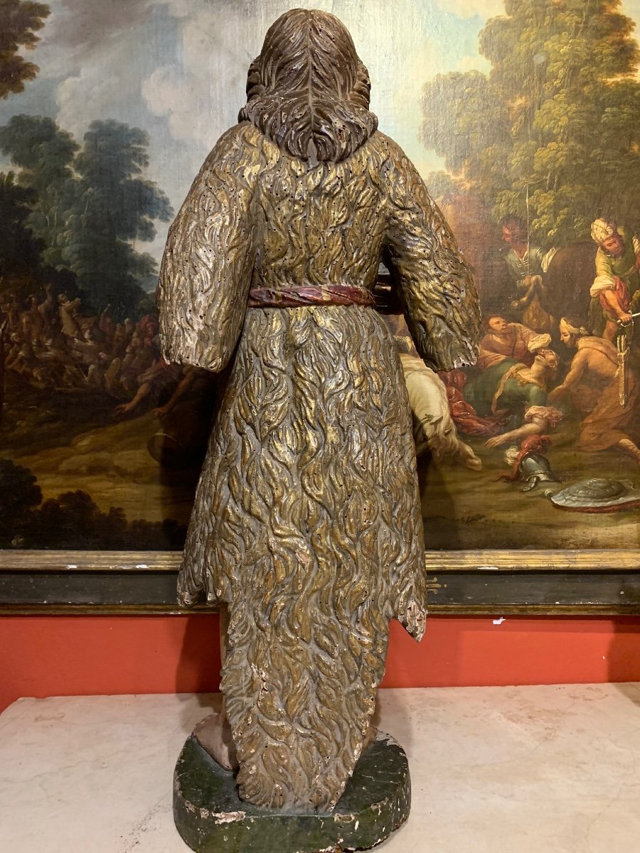 Sculpture In Polychrome Golden Wood And Gold Leaf-photo-7