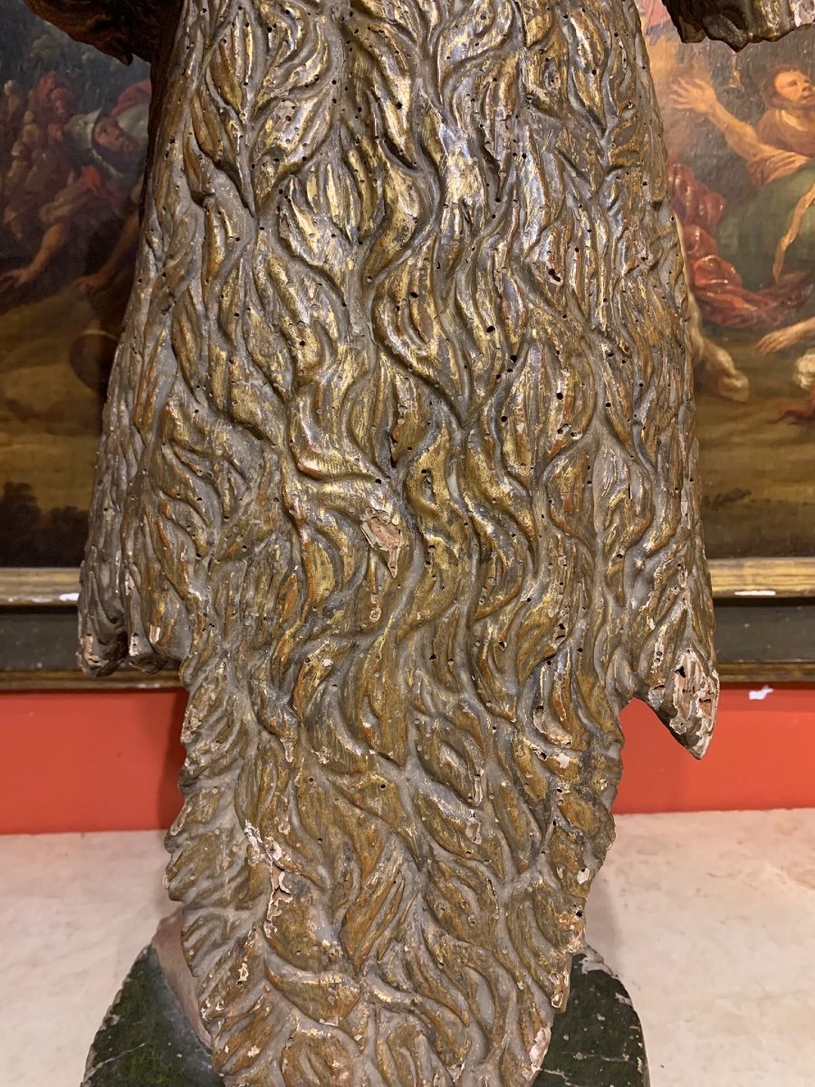 Sculpture In Polychrome Golden Wood And Gold Leaf-photo-8