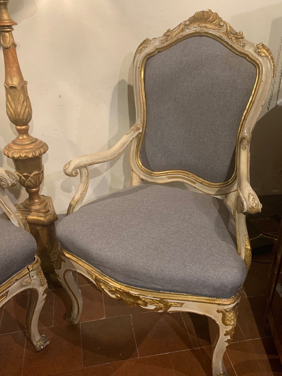 A Pair Of Venetian Giltwood Armchairs, Mid 18th Century-photo-2