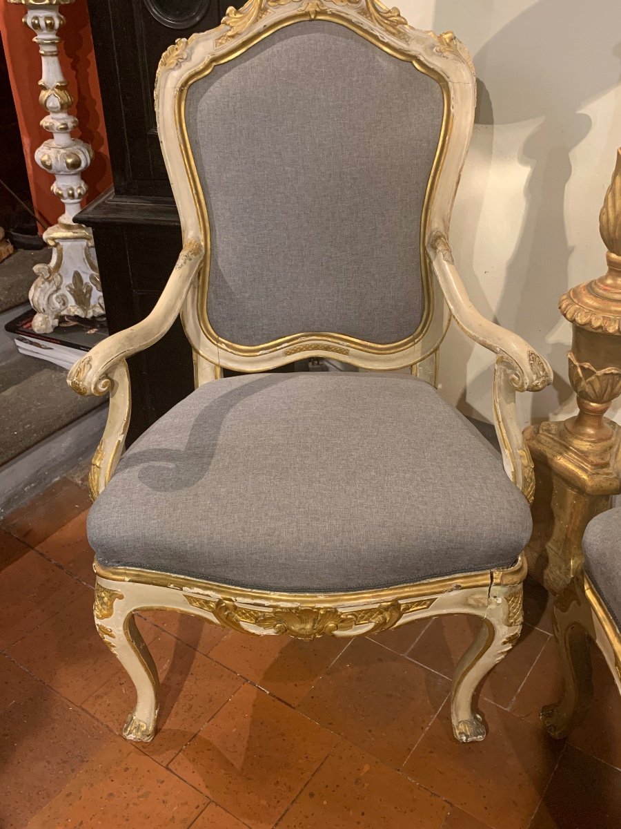 A Pair Of Venetian Giltwood Armchairs, Mid 18th Century-photo-3