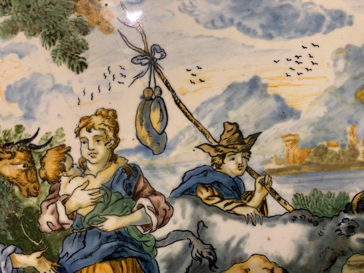 Majolica Plate From Castelli, Bottegagrue, Close To Francesco Antonio Saverio Grue-photo-3