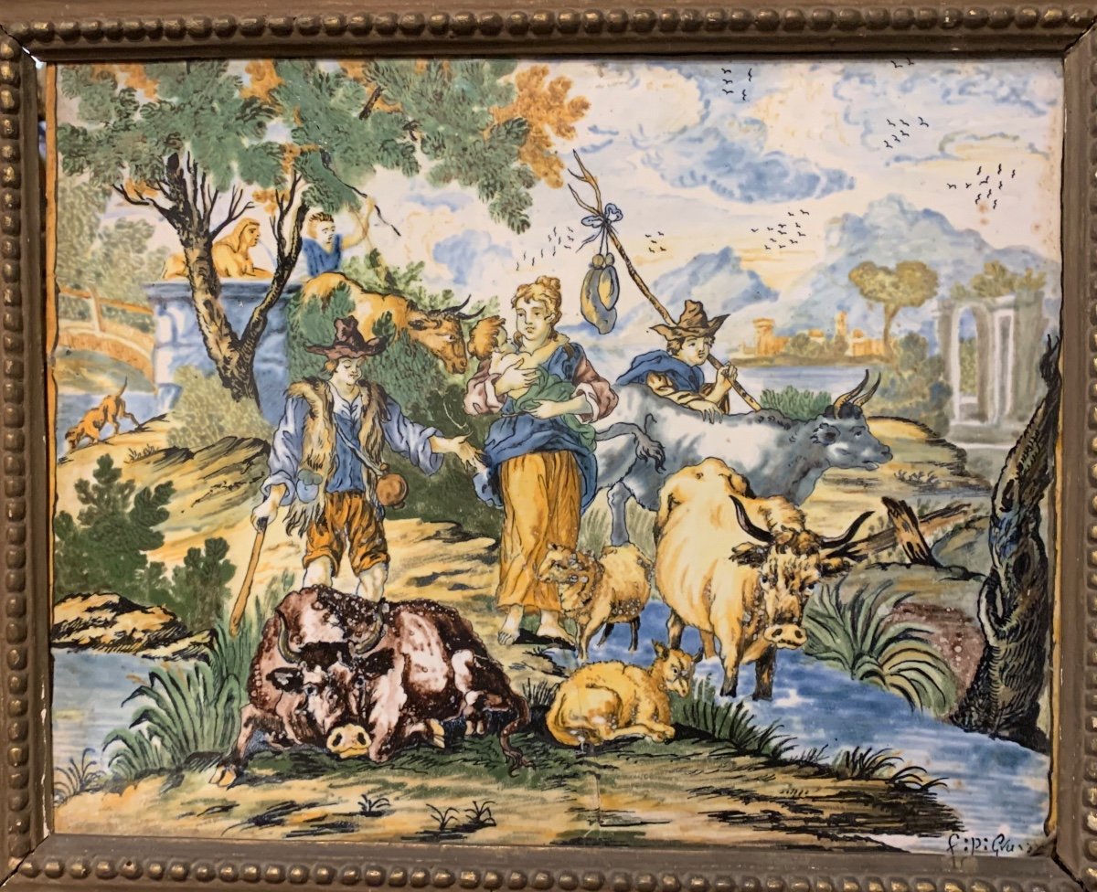 Majolica Plate From Castelli, Bottegagrue, Close To Francesco Antonio Saverio Grue