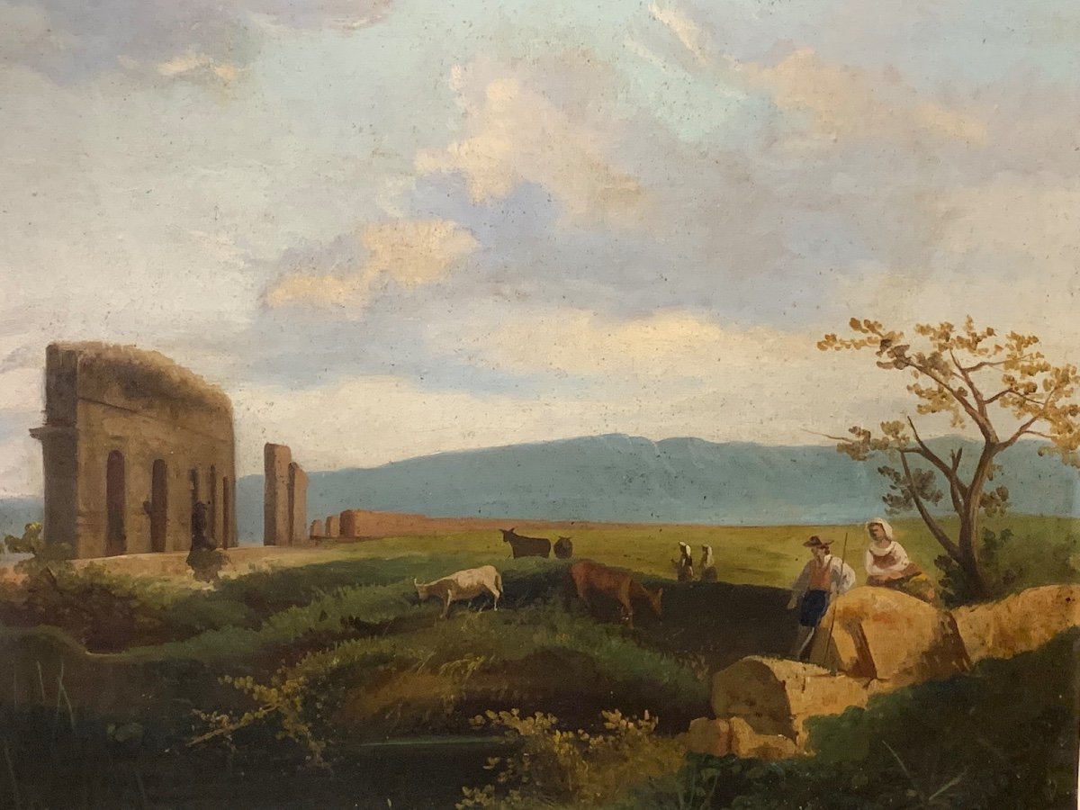 Paysage à La Ciociaria’ Huile Sur Toile, Italie, Milieu Du XIX Siècle  -photo-3