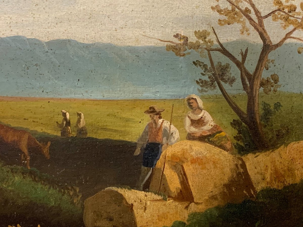 Paysage à La Ciociaria’ Huile Sur Toile, Italie, Milieu Du XIX Siècle  -photo-4