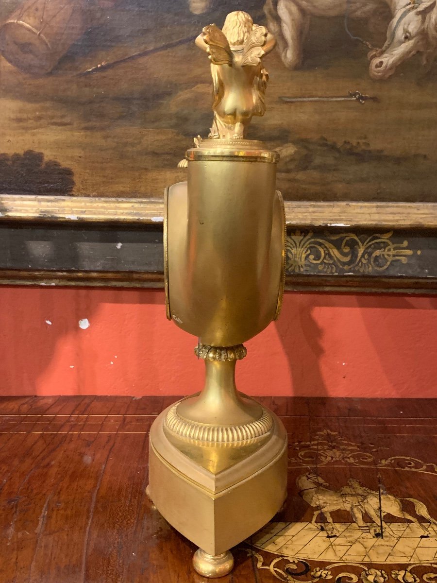 Une Pendule De Cheminée Empire En Bronze Doré, France Début Du XIXe Siècle.   -photo-6