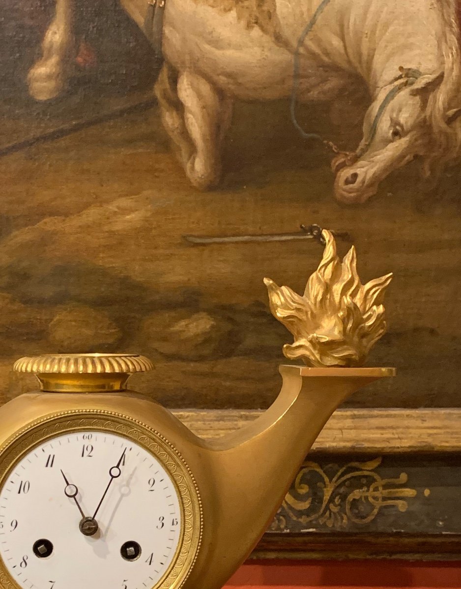 Une Pendule De Cheminée Empire En Bronze Doré, France Début Du XIXe Siècle.   -photo-8