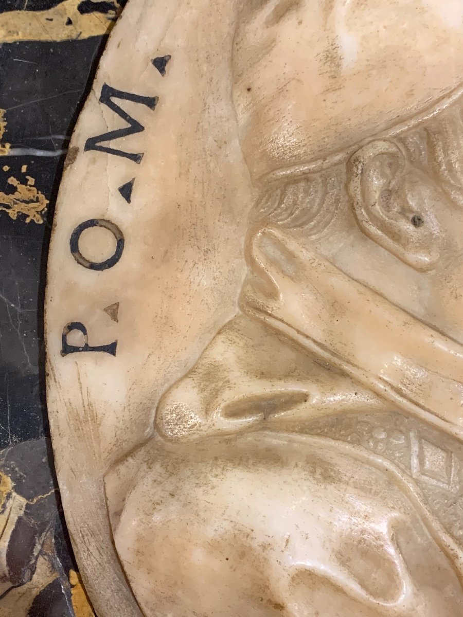 Plaque De Profil En Marbre Du Pape Clément X, Italie Fin Du XVIIe Siècle.  -photo-1
