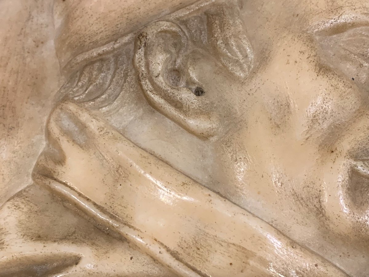 Plaque De Profil En Marbre Du Pape Clément X, Italie Fin Du XVIIe Siècle.  -photo-3