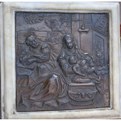 Embossed And Chiseled Copper Plate. End Of XVIth Century