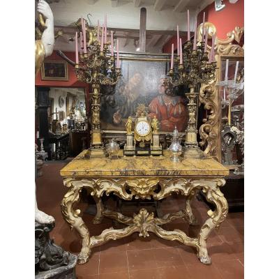 Pair Of Italian Gilded Bronze Candelabra. 