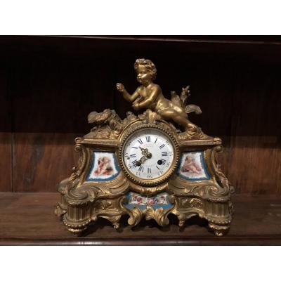 Clock In Bronze And Porcelain.