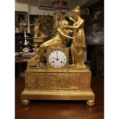 Empire Clock In Gilt Bronze.